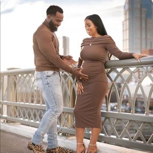 Brown maternity dress